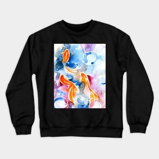 Swimming upstream - Goldfish painting Crewneck Sweatshirt